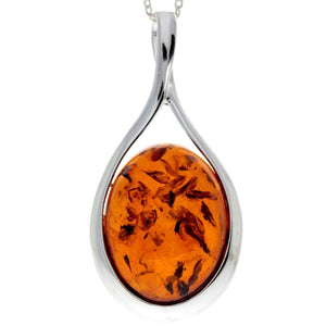 925 Sterling Silver & Baltic Amber Classic Pendant - 1835