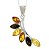 925 Sterling Silver & Genuine Baltic Amber Modern Pendant - 1843