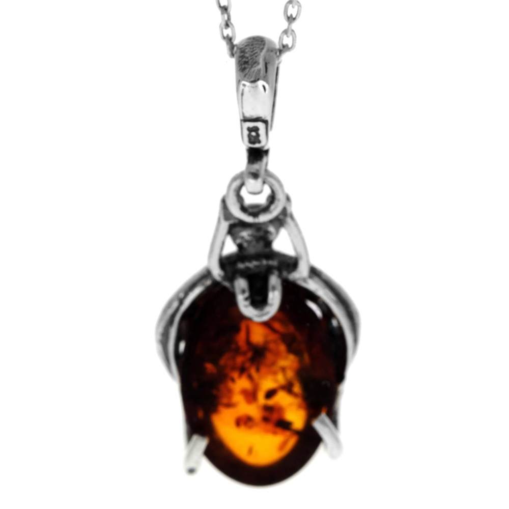925 Sterling Silver & Genuine Baltic Amber Classic Ladybird Pendant - 1931
