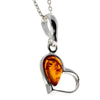 925 Sterling Silver & Genuine Teardrop Baltic Amber Classic Heart Pendant - 1957