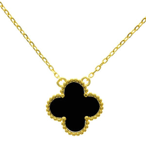 925 Sterling Silver Gold Plated Black Clover Neckles -CH-1107-GP-N