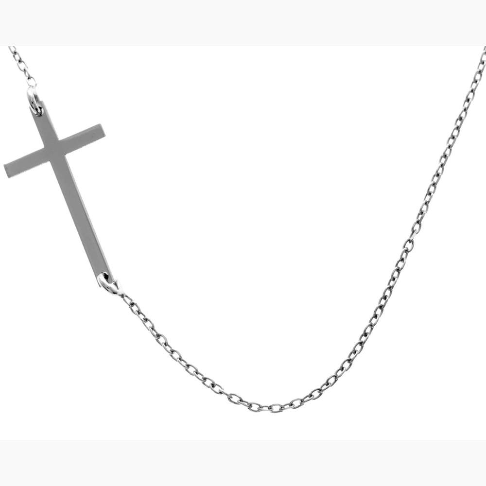 925 Sterling Silver Rhodium Plated Cross Neckles -IT-004-AS-N
