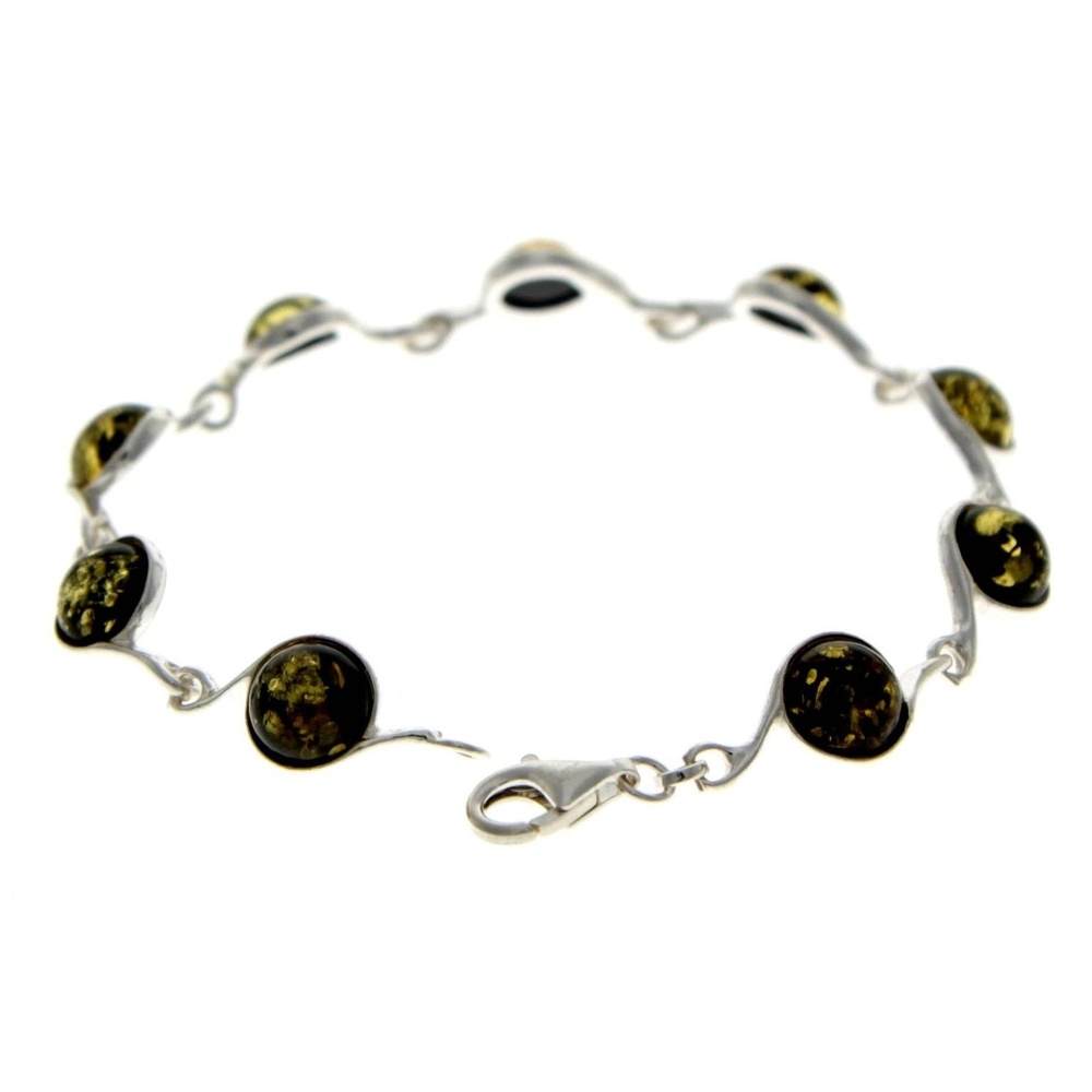 925 Sterling Silver & Baltic Amber Classic Link Bracelet 19 cm - 2092