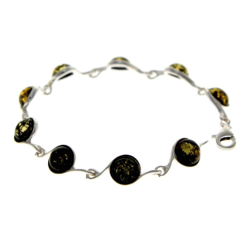 925 Sterling Silver & Baltic Amber Classic Link Bracelet 19 cm - 2092