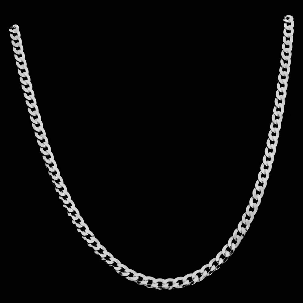 Made in Italy - 925 Sterling Silver 4mm Thick Curbs Chain - PD-IT-100-N