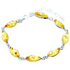 925 Sterling Silver & Genuine Baltic Amber Bracelet 19 cm + 5 cm  - 3345