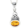925 Sterling Silver & Genuine Baltic Amber Classic Celtic Pendant - 376