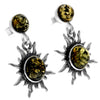 925 Sterling Silver & Genuine Baltic Amber Sun / Star Drop Earrings 5334