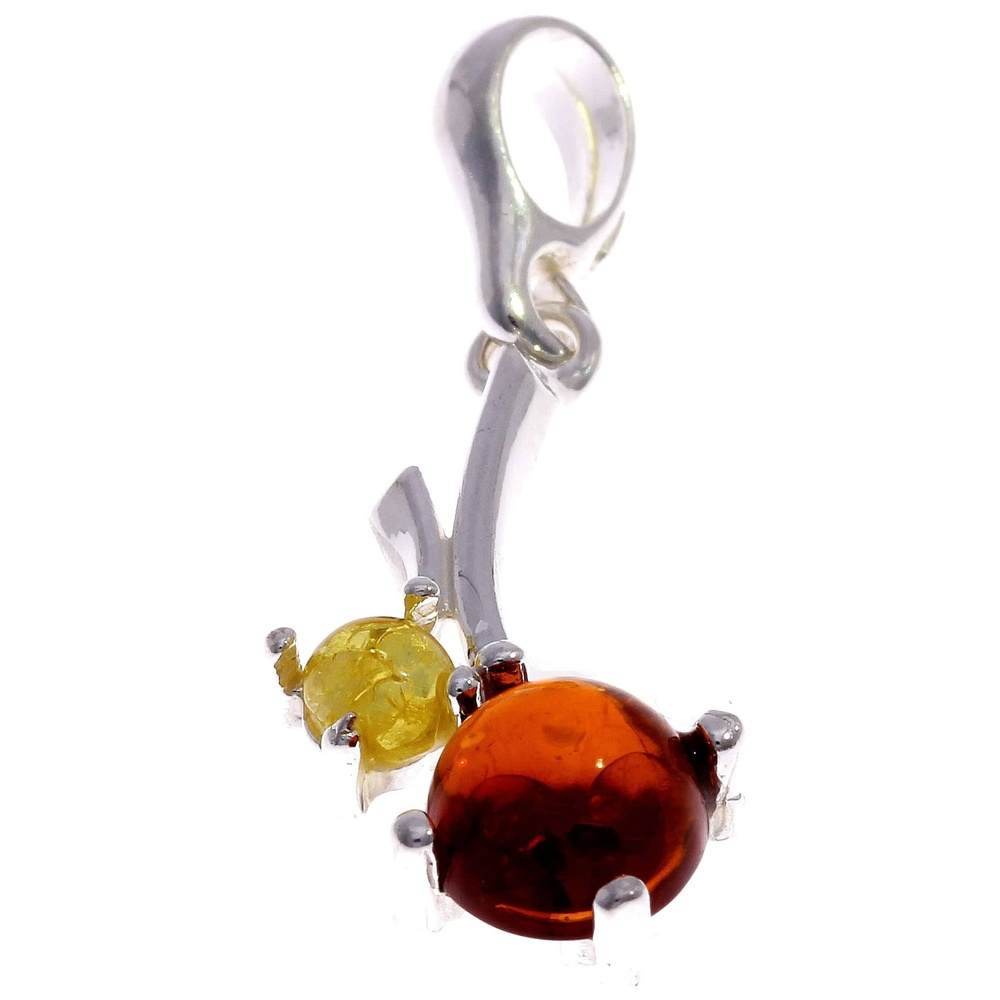 925 Sterling Silver & Genuine Baltic Amber Modern Pendant - 538
