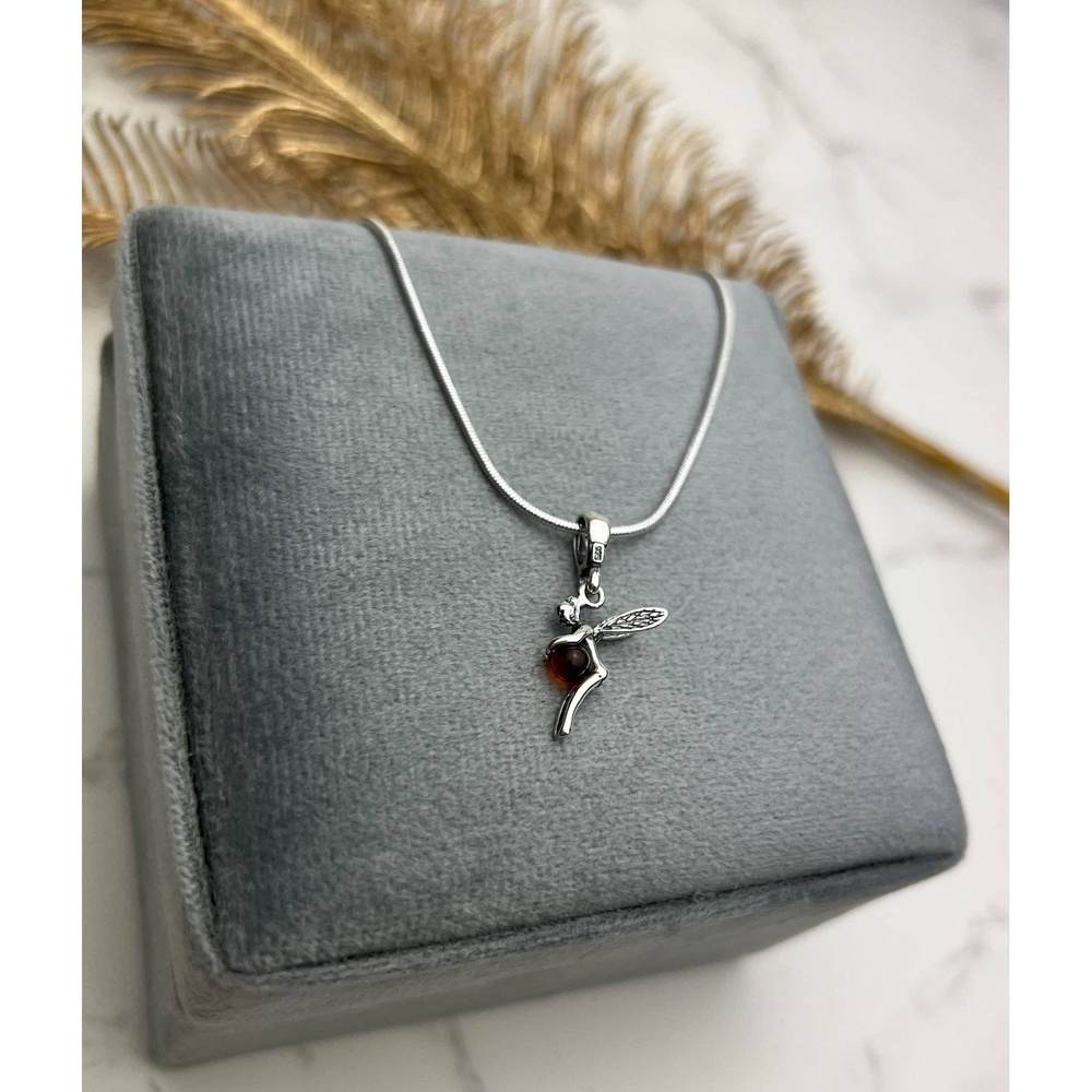 925 Sterling Silver & Genuine Baltic Amber Classic Fairy Tale Pendant - 553