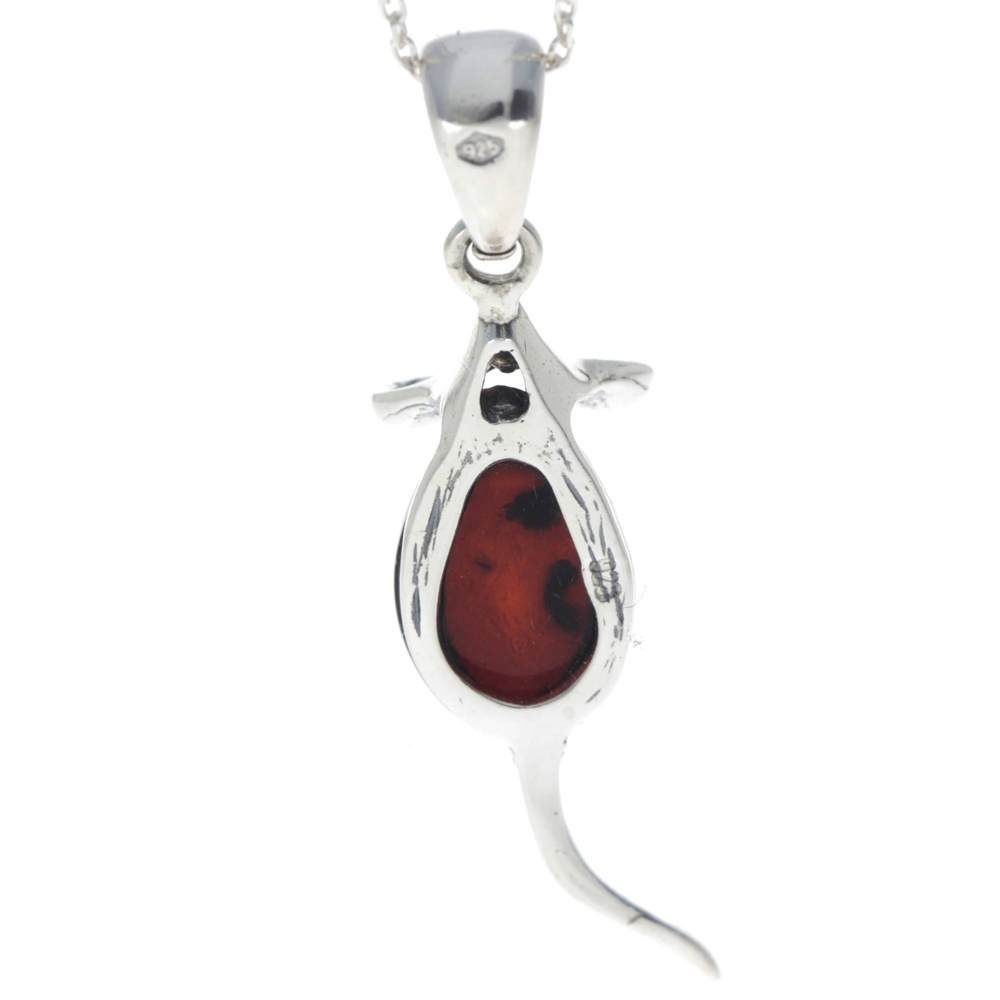 925 Sterling Silver Mouse Pendant with Amber - 568