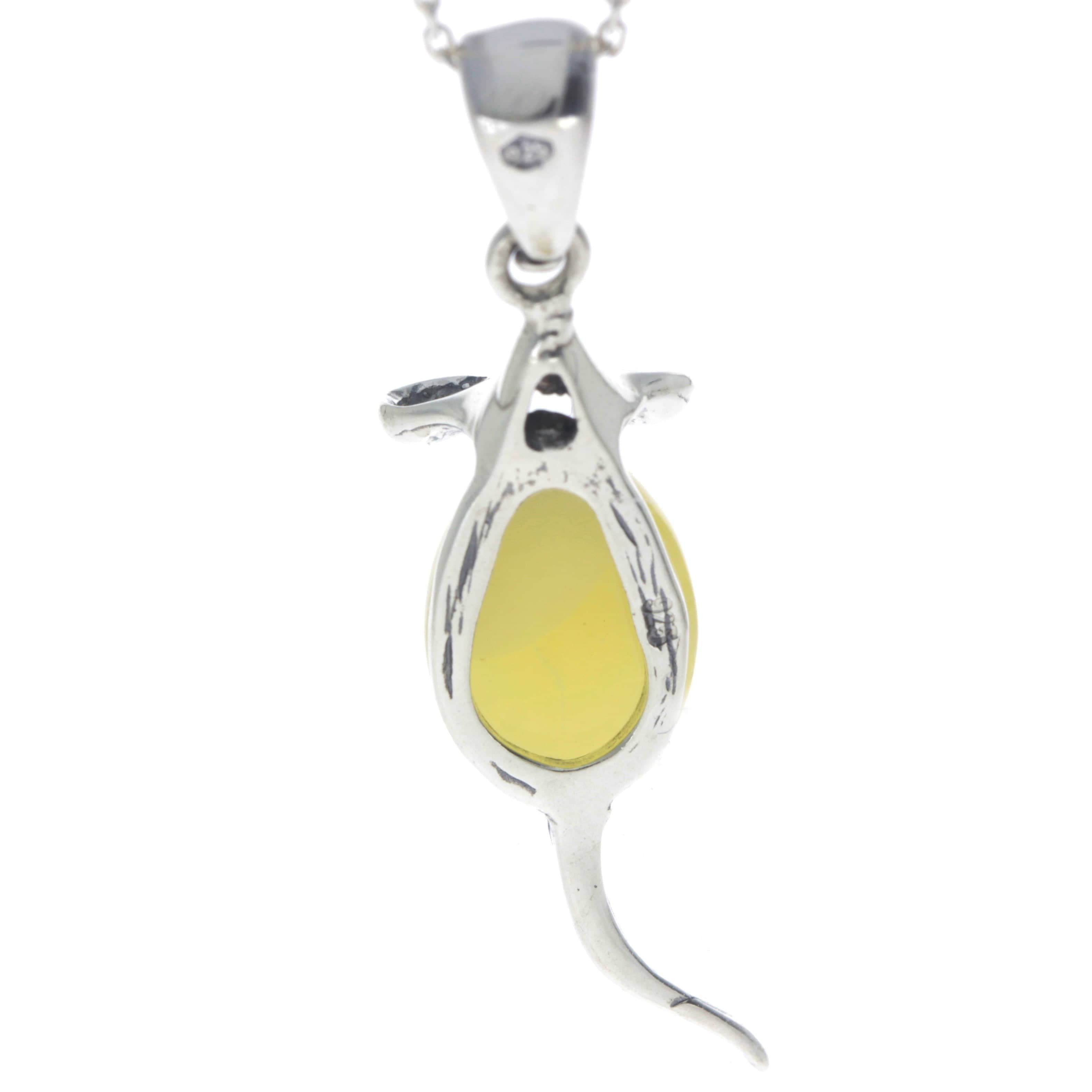 925 Sterling Silver Mouse Pendant with Amber - 568