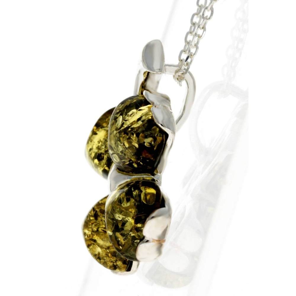 925 Sterling SIlver & Genuine Baltic Amber Lucky Clover Pendant - GL283