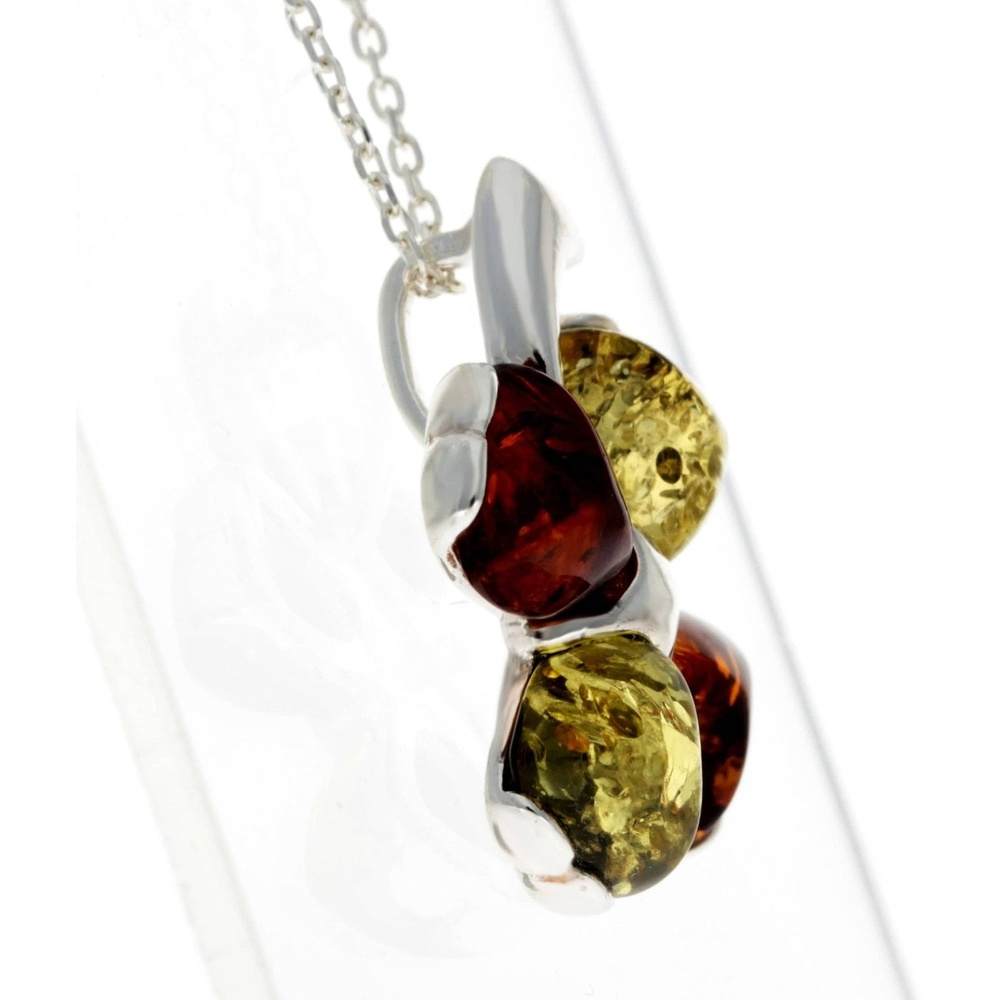925 Sterling SIlver & Genuine Baltic Amber Lucky Clover Pendant - GL283