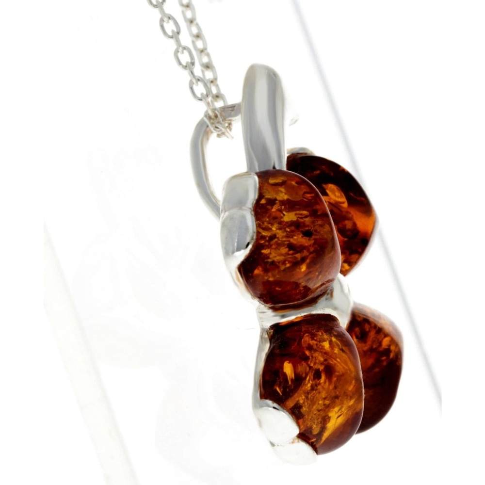 925 Sterling SIlver & Genuine Baltic Amber Lucky Clover Pendant - GL283
