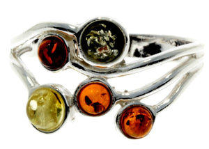 925 Sterling Silver & Baltic Amber Modern Ring - M716