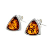 925 Sterling Silver & Genuine Baltic Amber Triangle Modern Studs Earrings - GL031