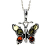 925 Sterling Silver & Baltic Amber Butterfly Pendant - 362