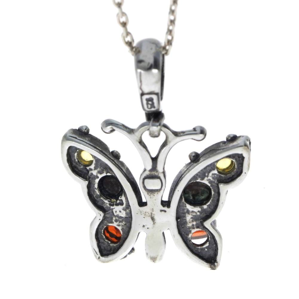 925 Sterling Silver & Baltic Amber Butterfly Pendant - 362