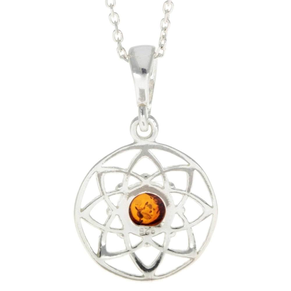 925 Sterling Silver & Baltic Amber Celtic Pendant - GL376