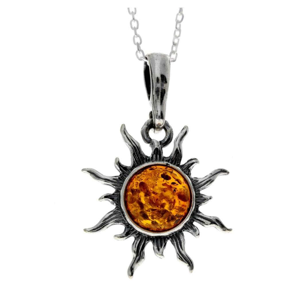 925 Sterling Silver Sun Pendant with Baltic Amber 1764