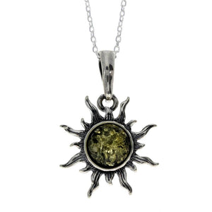 925 Sterling Silver Sun Pendant with Baltic Amber - 1764