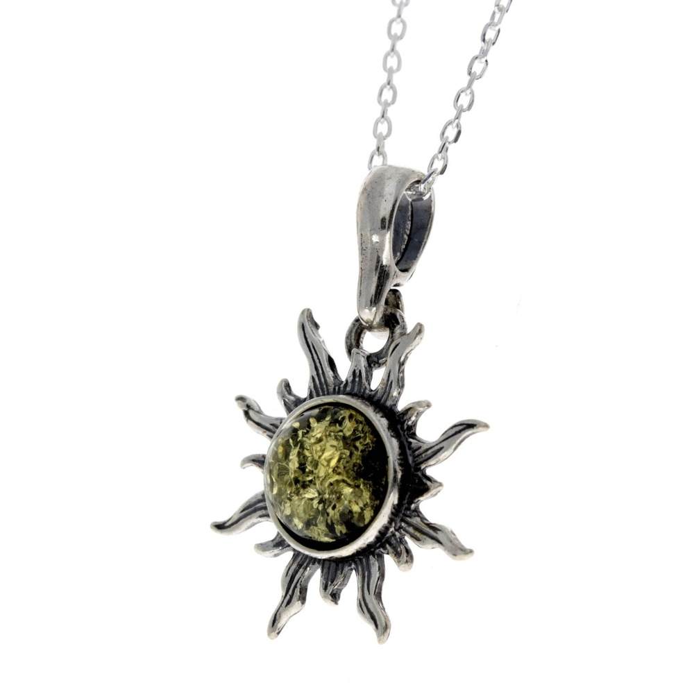 925 Sterling Silver Sun Pendant with Baltic Amber - 1764