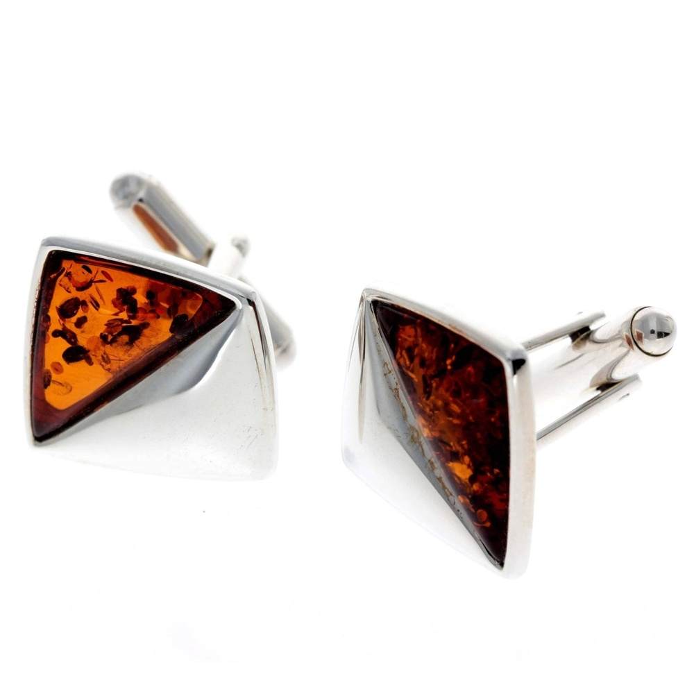 925 Sterling Silver & Baltic Amber Modern Cufflinks - AAC003