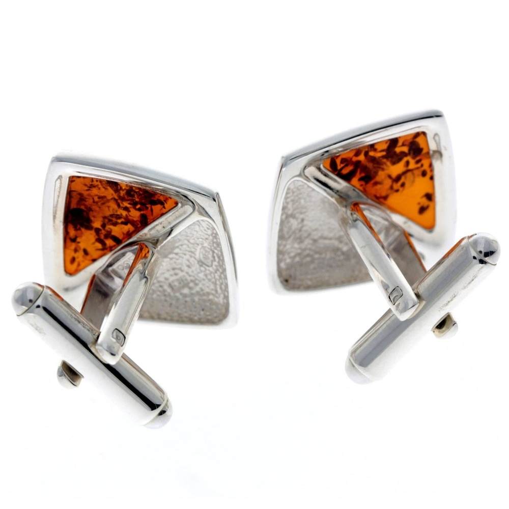 925 Sterling Silver & Baltic Amber Modern Cufflinks - AAC003