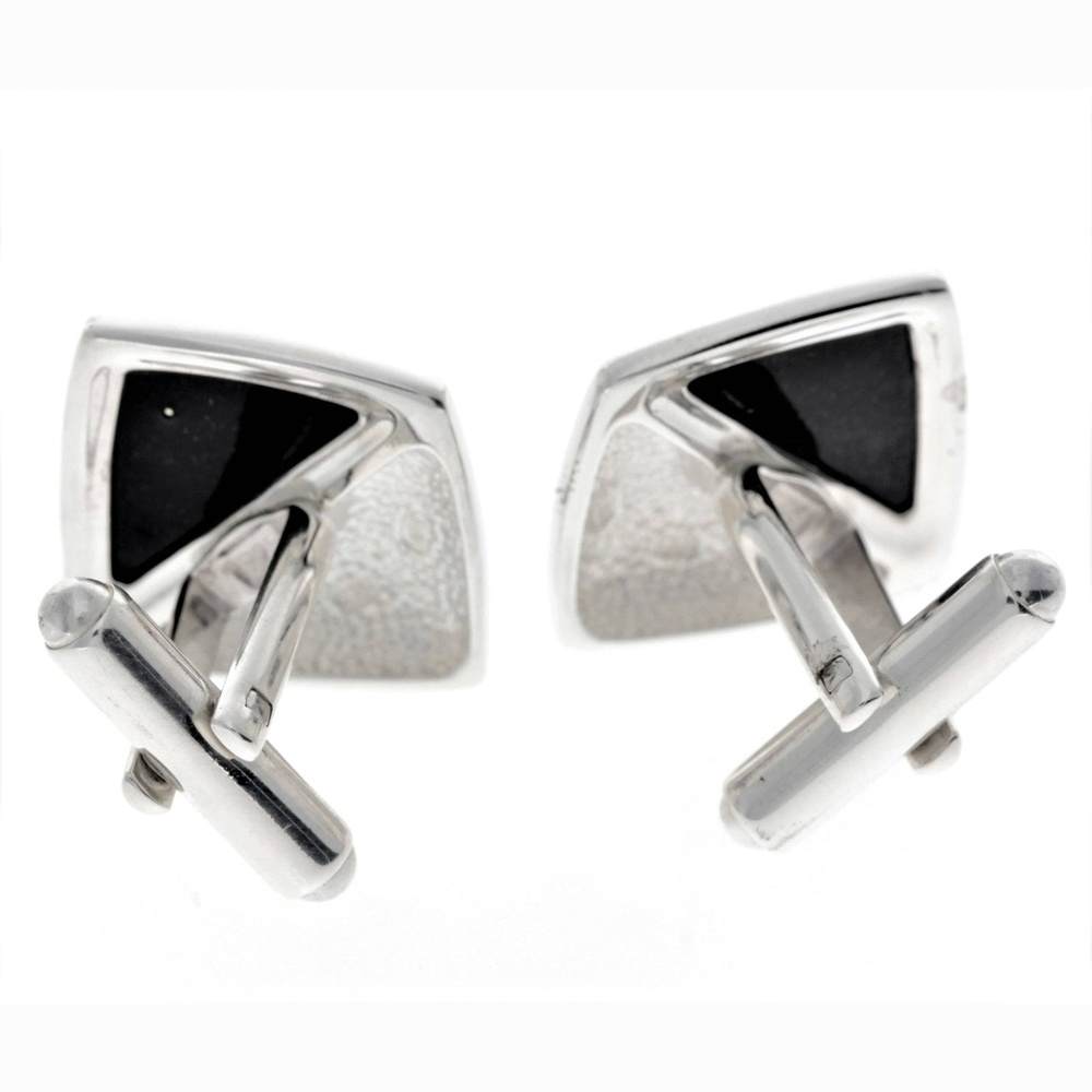 925 Sterling Silver & Baltic Amber Modern Cufflinks - AAC003