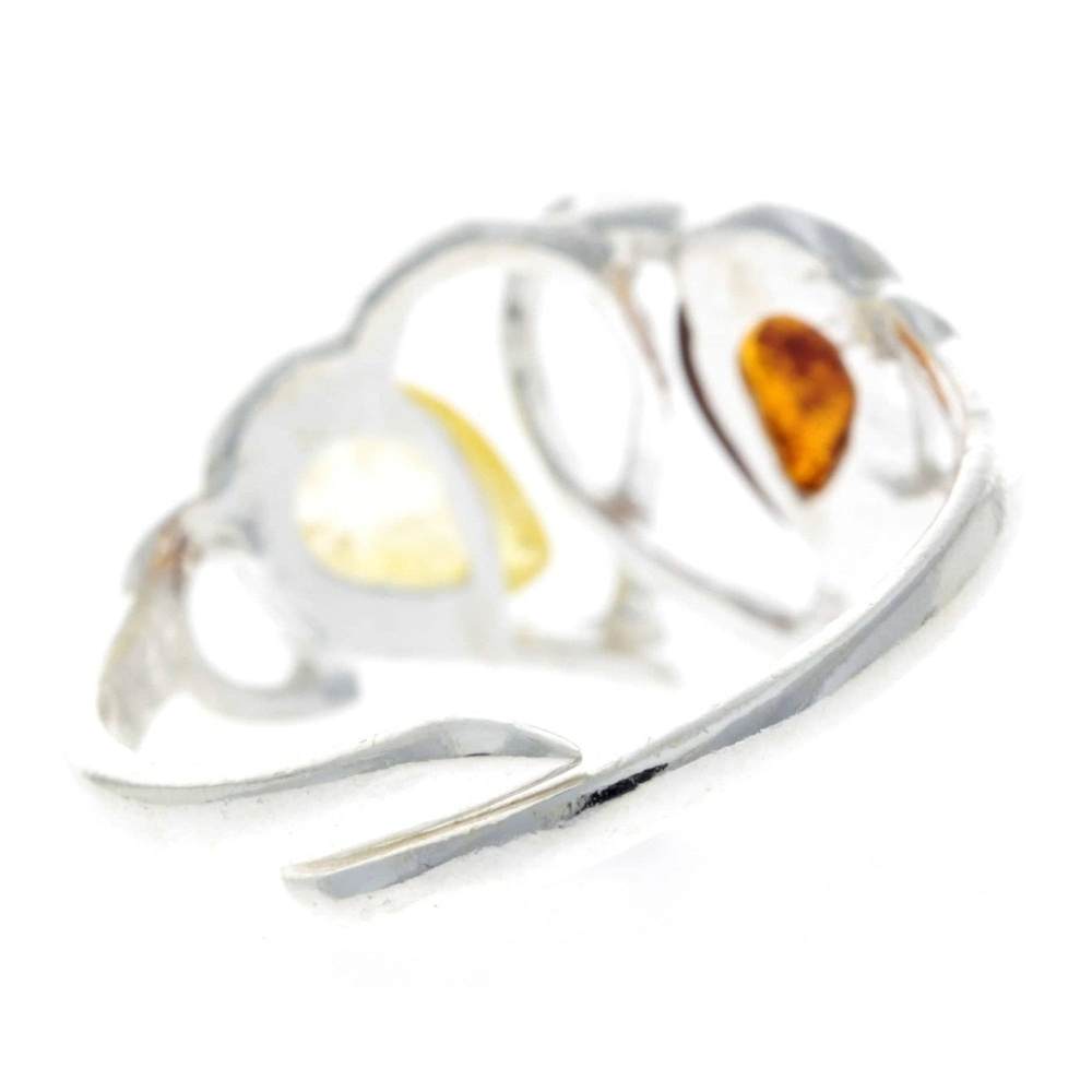 925 Sterling Silver & Baltic Amber Heart Adjustable Ring - GL713A