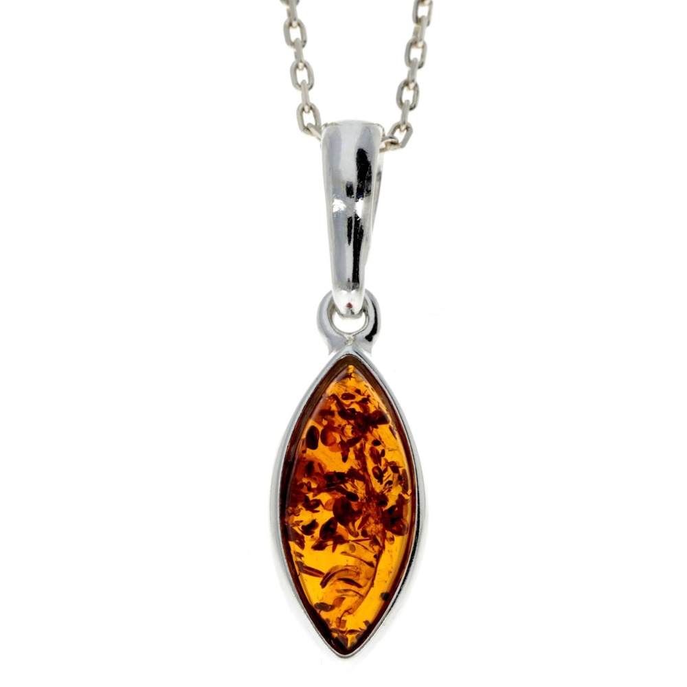 925 Sterling Silver & Baltic Amber Classic Pendant - K334