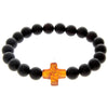 Genuine Baltic Amber Elastic Bracelet for Men with Amber Cross - MB010