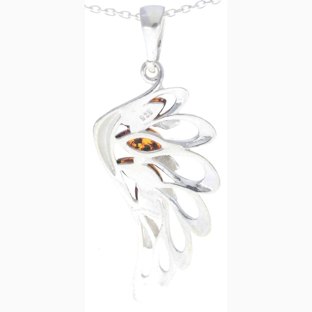 925 Sterling Silver Lucky Angel Wing with Baltic Amber - GL367