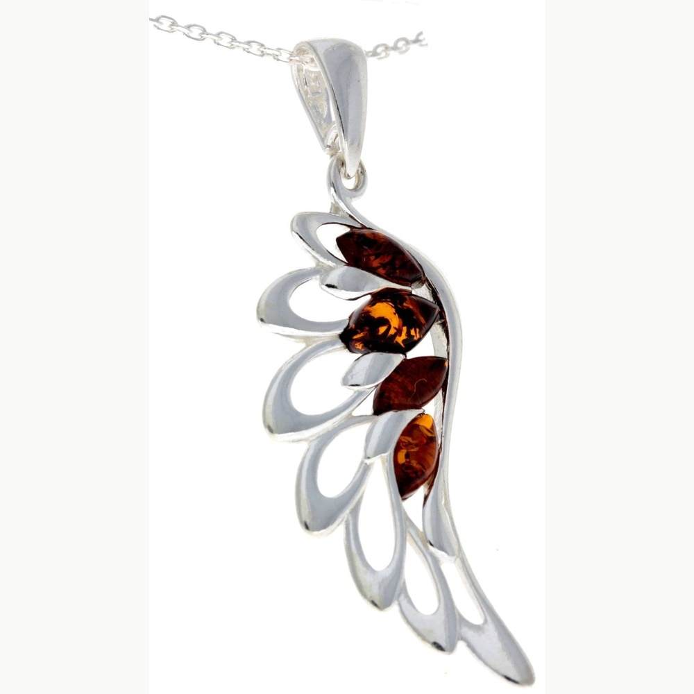 925 Sterling Silver Lucky Angel Wing with Baltic Amber - GL367