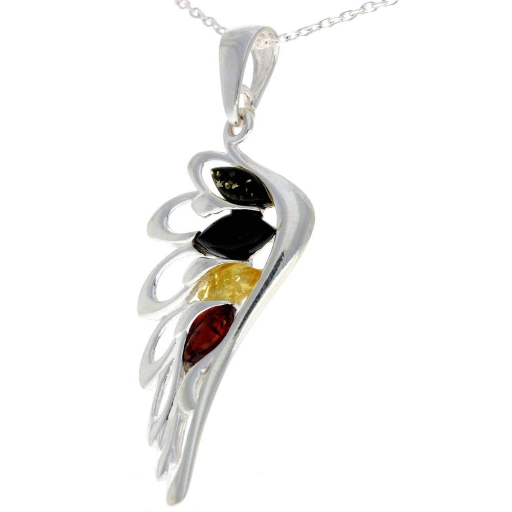 925 Sterling Silver Lucky Angel Wing with Baltic Amber - GL367