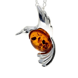 925 Sterling Silver & Baltic Amber Bird Pendant - GL399