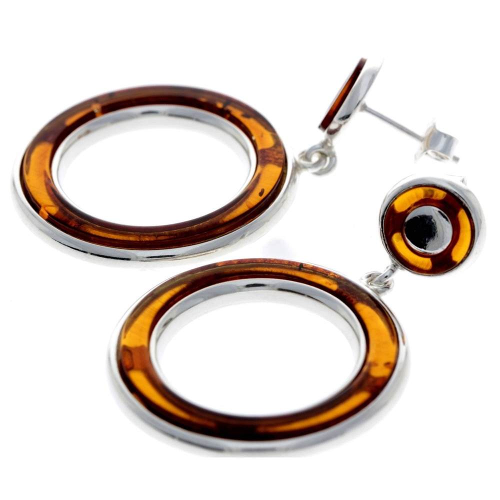 925 Sterling Silver & Baltic Amber Modern Drop Earrings - AC020