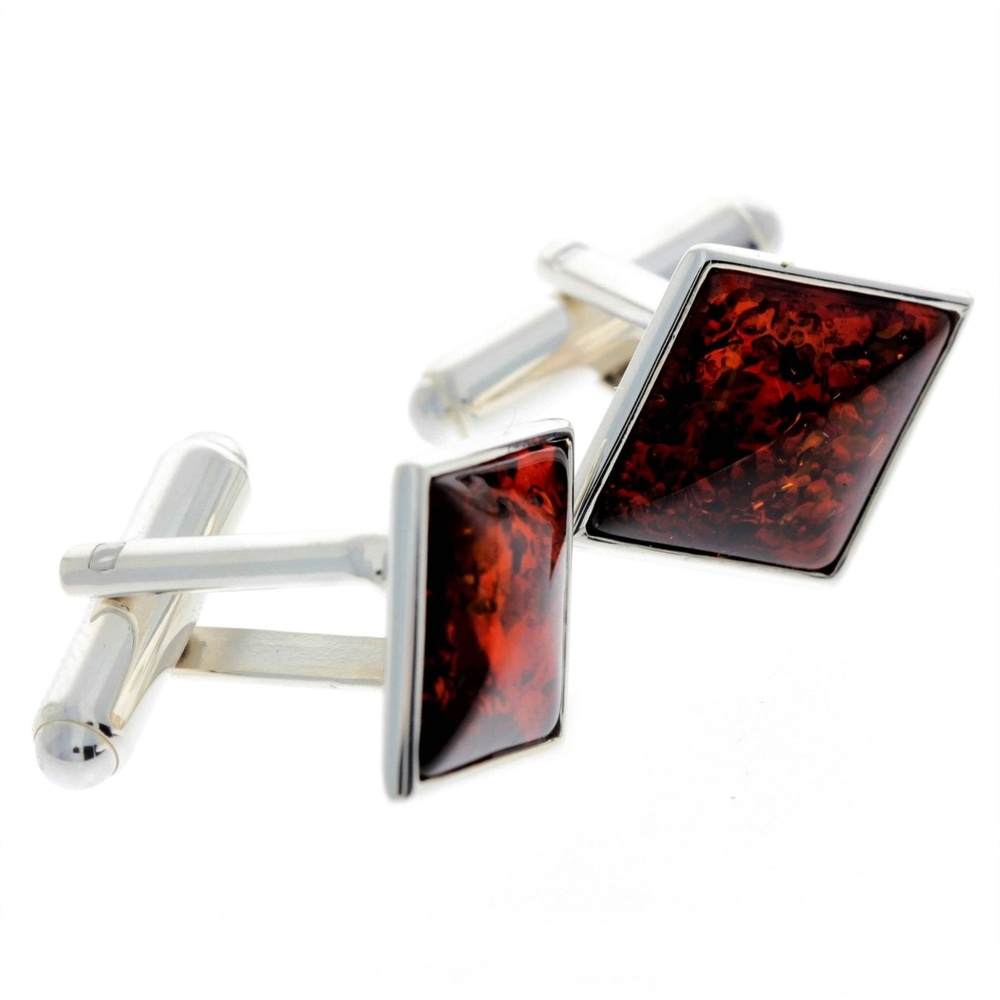 925 Sterling Silver & Baltic Amber Classic Cufflinks - AAC007