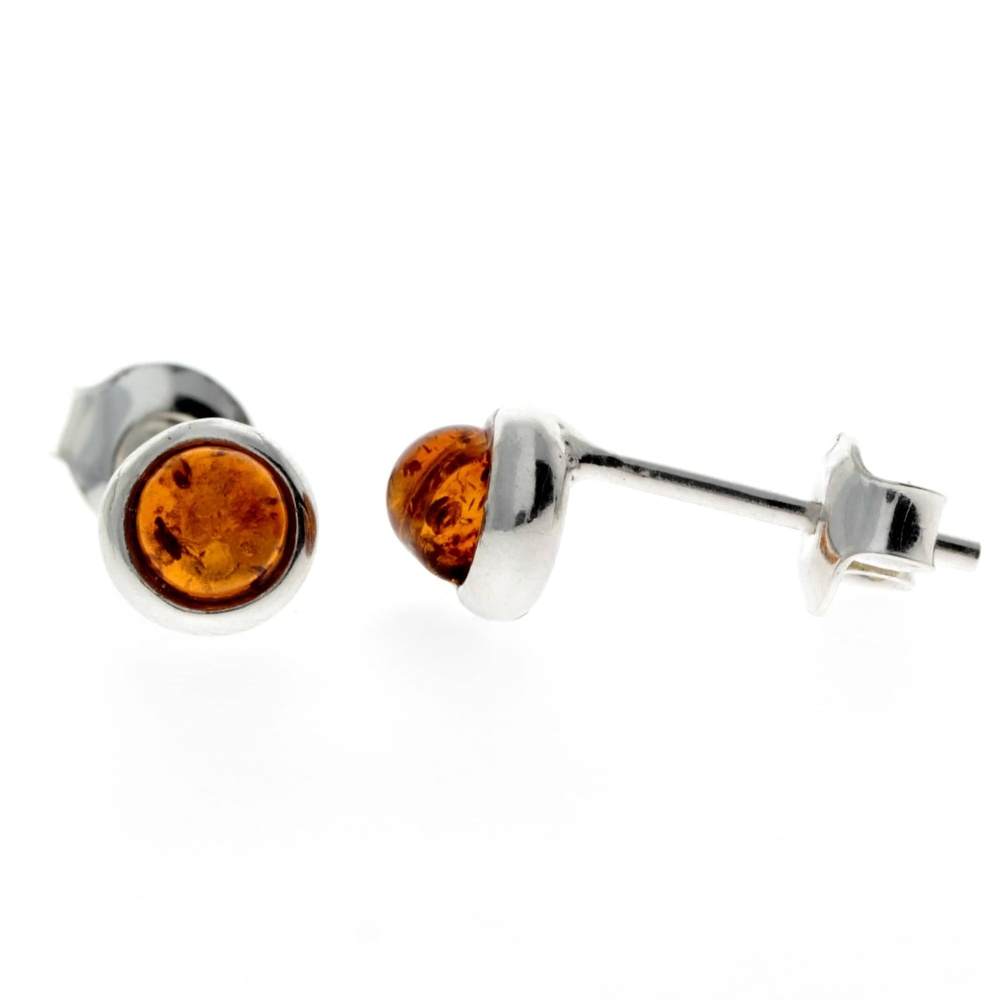 925 Sterling Silver & Baltic Amber Studs Earrings - K088