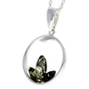 925 Sterling Silver & Baltic Amber 3 Stone Amber Modern Pendant - GL394