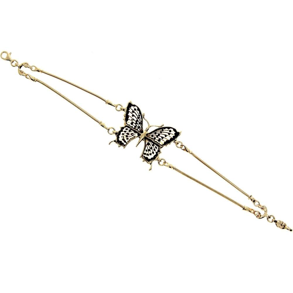 925 Sterling Silver Gold Plated & Baltic Amber Butterfly Bracelet - AG500E