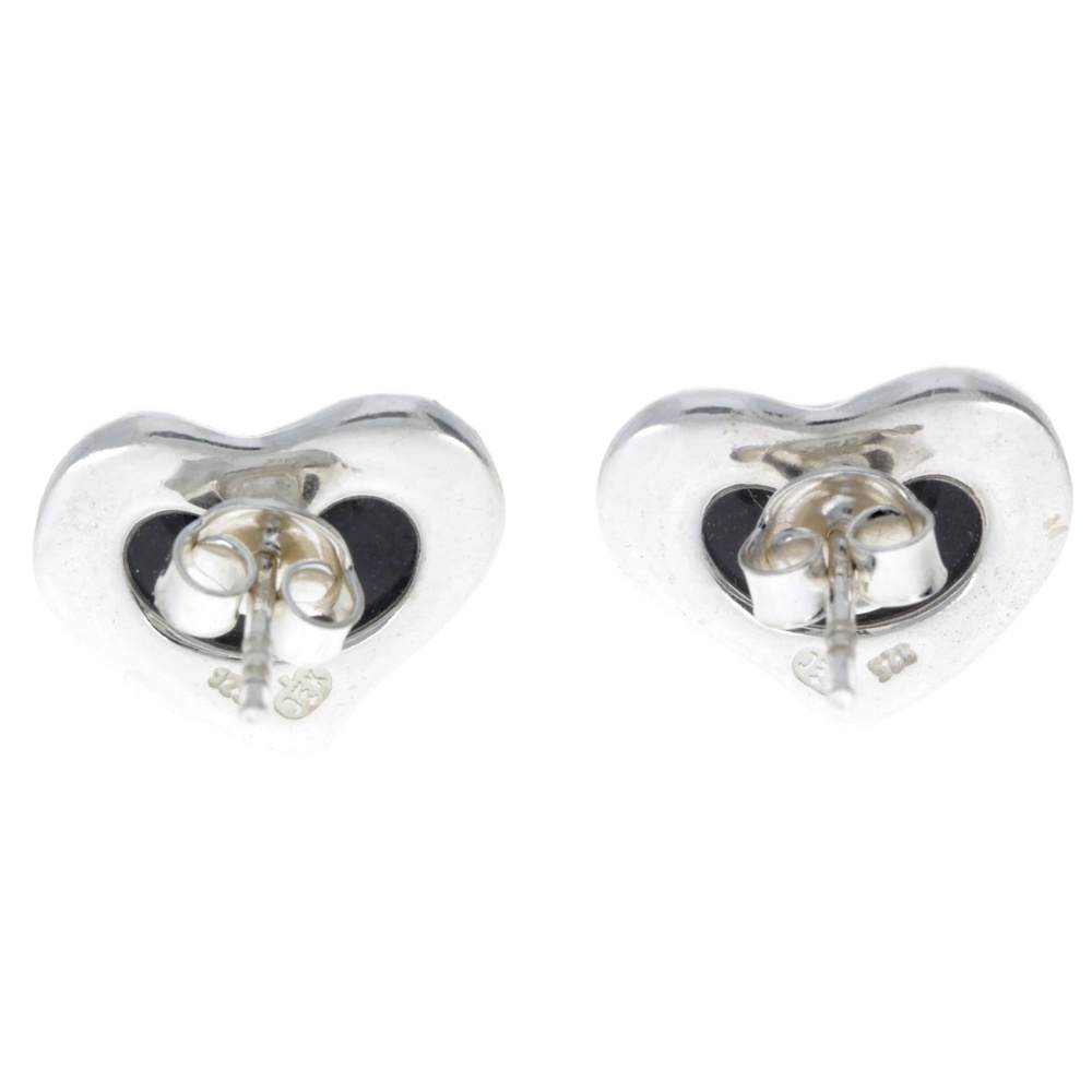 925 Sterling Silver & Baltic Amber Classic Heart Engraved Heart Studs Earrings - AC004