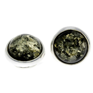 925 Sterling Silver & Genuine Baltic Amber Classic Round Clip on earrings - GL1036