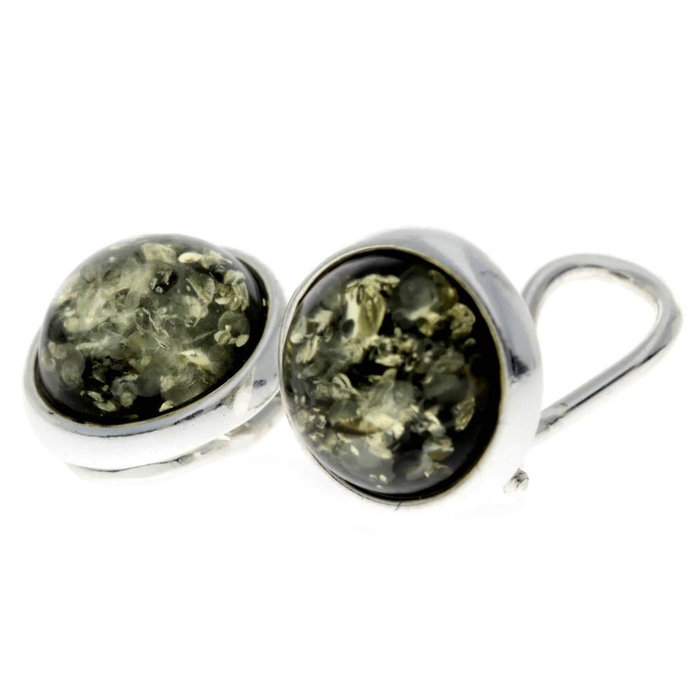 925 Sterling Silver & Genuine Baltic Amber Classic Round Clip on earrings - GL1036