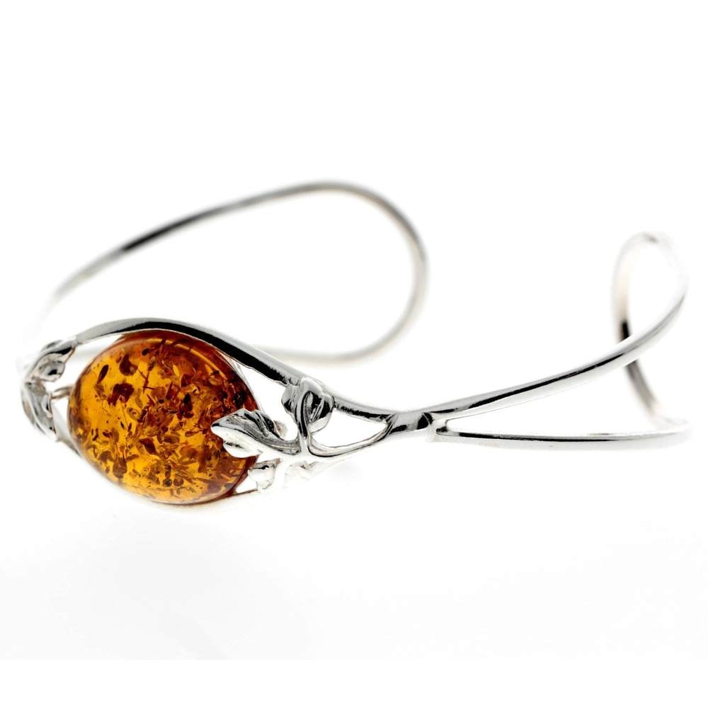925 Sterling Silver & Baltic Amber Bangle - GL511