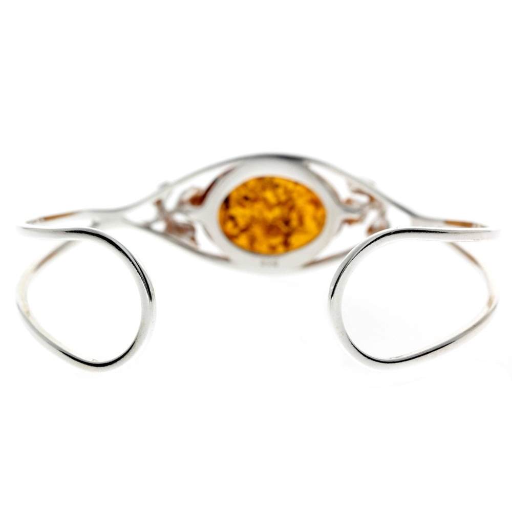 925 Sterling Silver & Baltic Amber Bangle - GL511