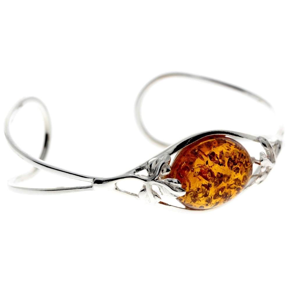 925 Sterling Silver & Baltic Amber Bangle - GL511