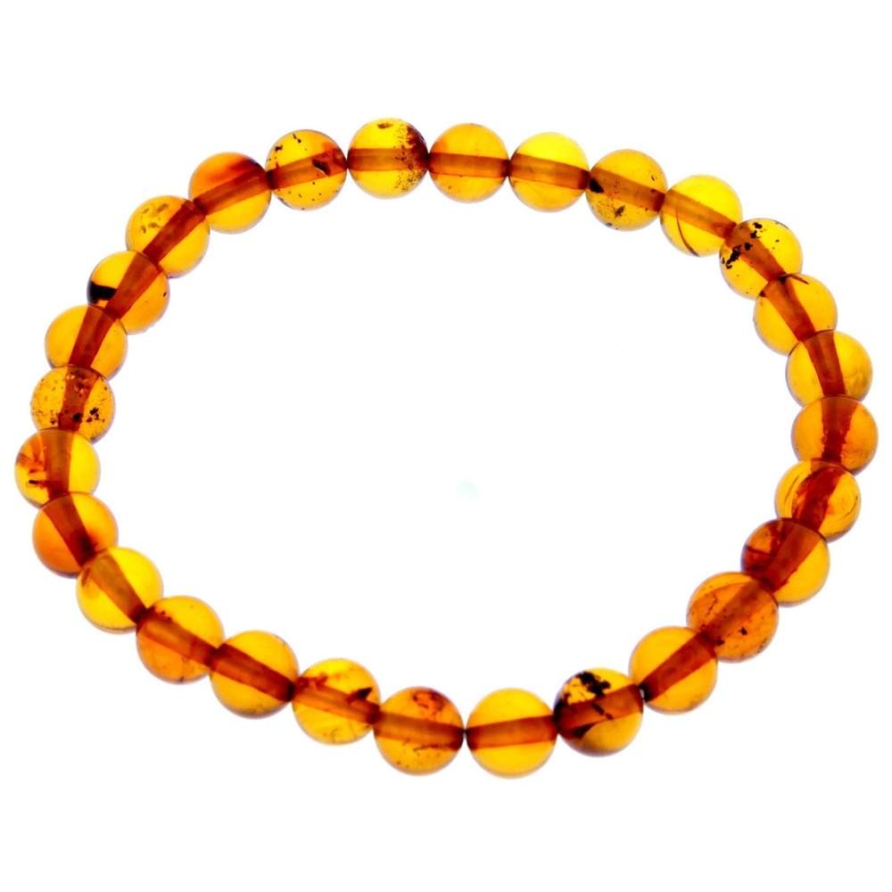 Genuine Baltic Amber Elastic Bracelet for Women - Perfect balls 7-8 mm - BT0169
