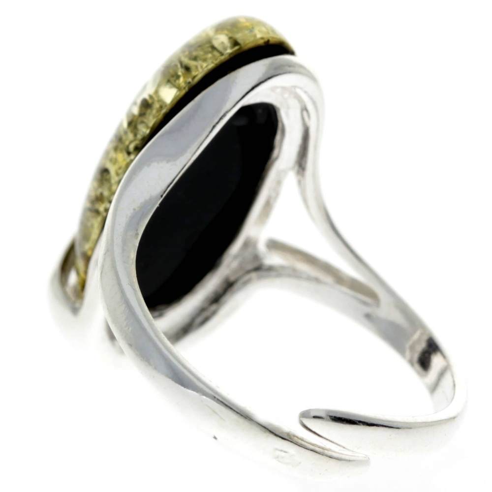 925 Sterling Silver & Genuine Baltic Amber Adjustable Ring GL423A